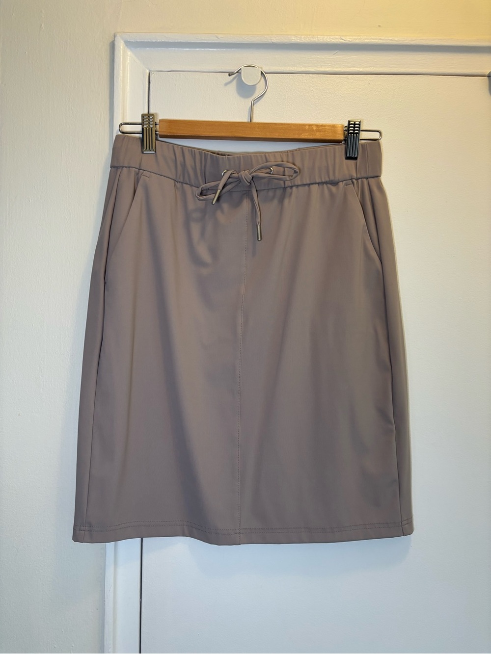 RW&CO. Taupe Drawstring Midi Skirt